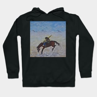 Painting Print, Inspired by Frederic Remington’s Art: Cowboy on Horse in Dessert Hoodie